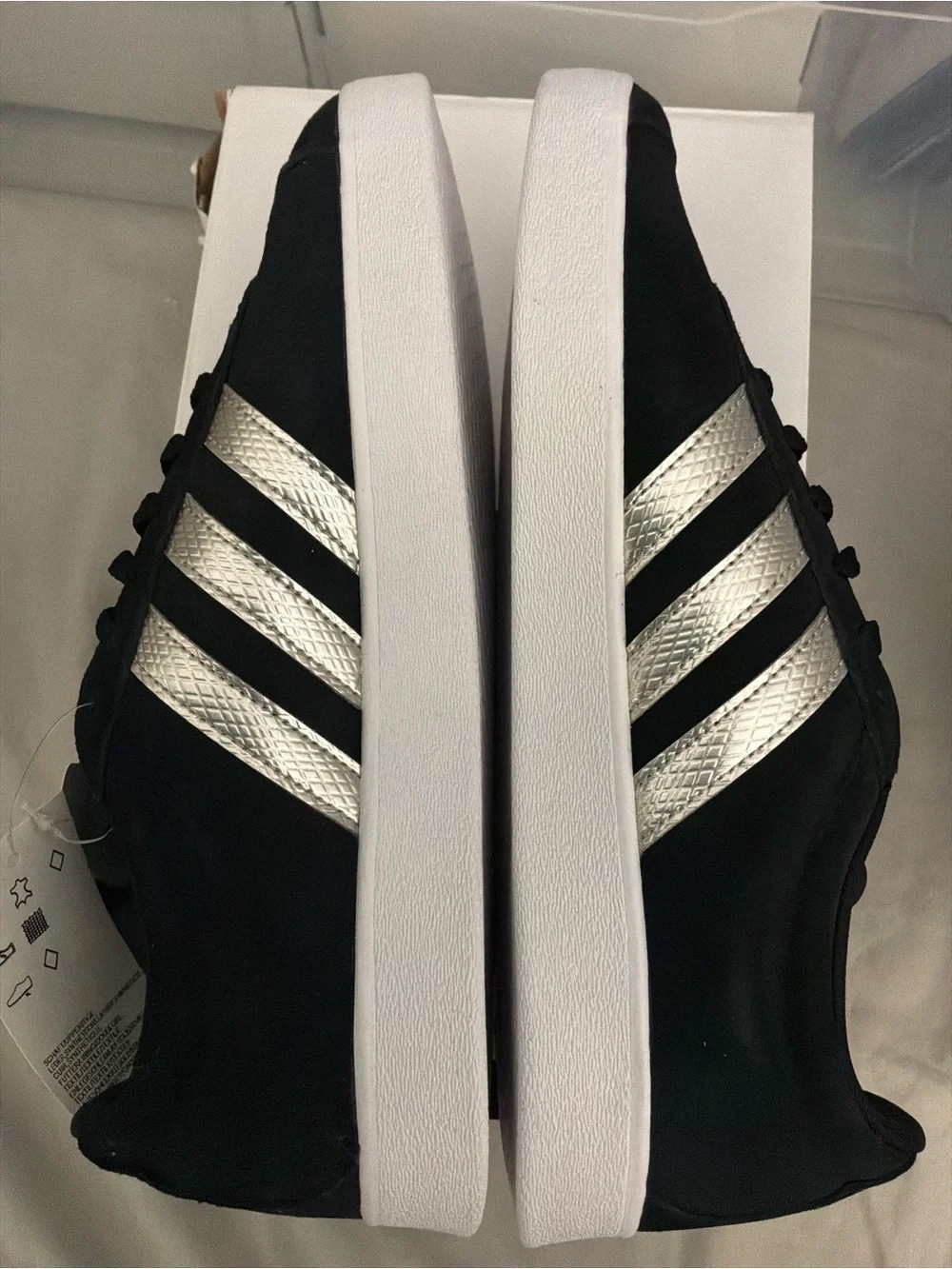 Adidas VL Court 2.0 Suede Sneakers Silver/Black Men's Size 9.5 US (42 EU) NWT